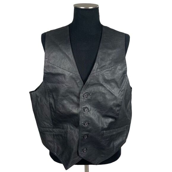 Wilsons Leather Black Leather Vest - Men’s 1X - Picture 1 of 6